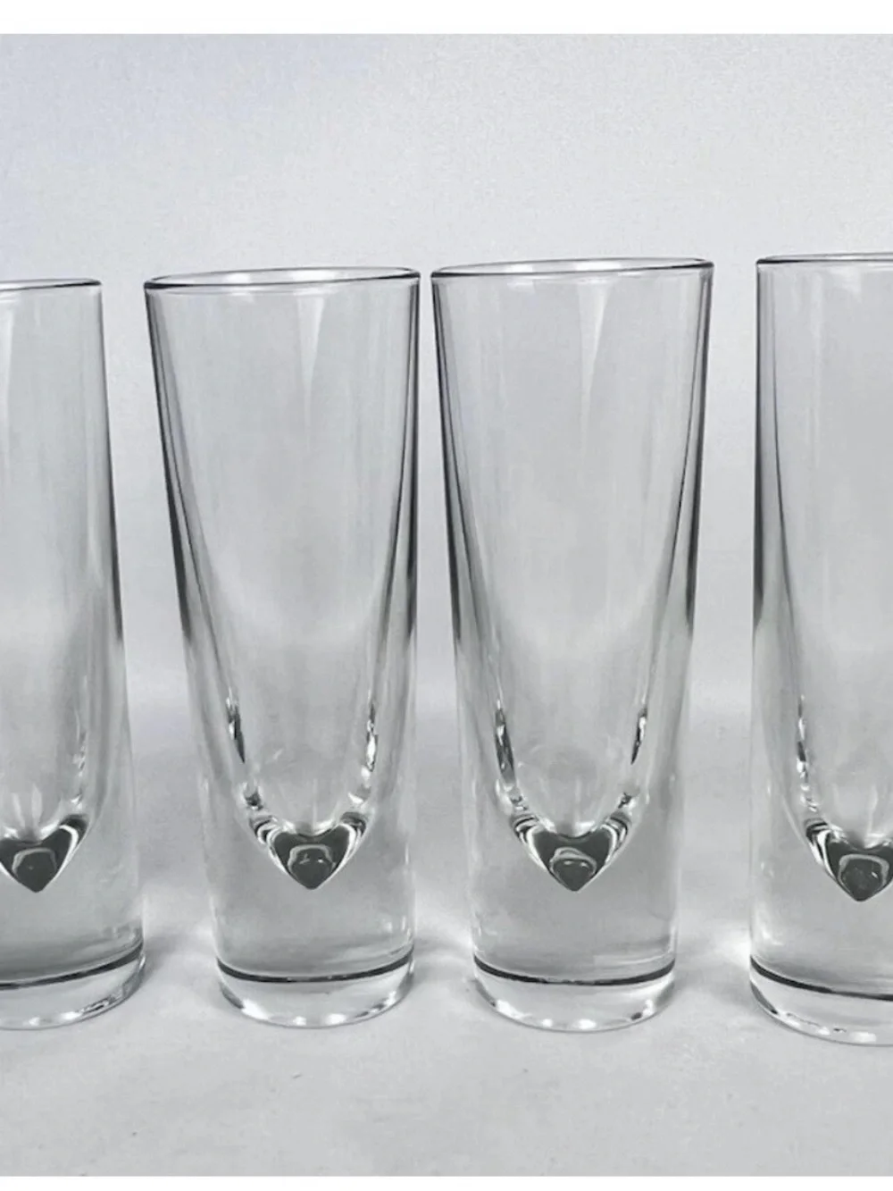 Vintage Carlo Moretti Murano Bullet Glasses Set of 4 Italian Highball Heavy 7”